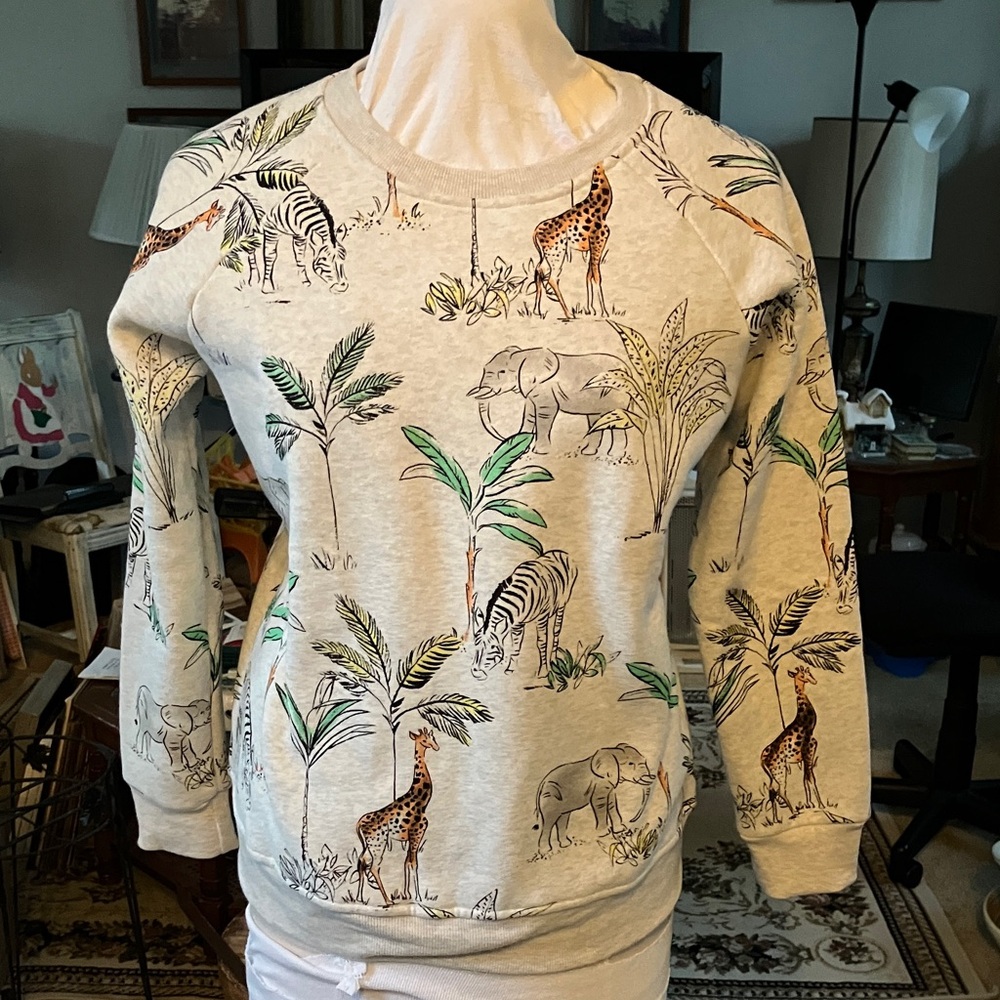 Animal Print Sweatshirt - Cream